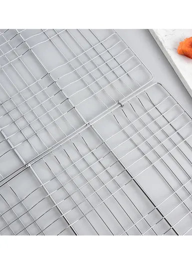 Chromium Plated Barbecue Grill Net Basket With Wooden Handle (40X30X58)cm