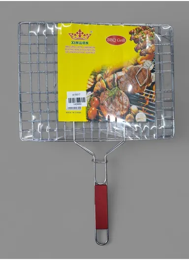 Chromium Plated Barbecue Grill Net Basket With Wooden Handle (40X30X58)cm