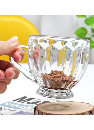 6Pcs 198ml Glass Mug Set with Handles for All Occasions