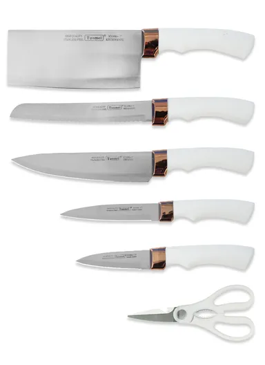 7Pcs Kitchen Knife Set With Scissors &amp; Base TD03