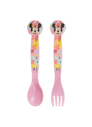 2 PCS Cutlery Set Minnie Mouse Spring Look, Ideal for Kids’ Mealtimes (W1.5 x D9 x H22)cm - Pink