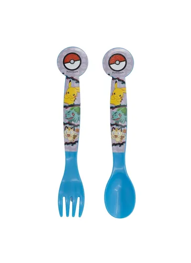 2 PCS Cutlery Set Pokémon Distorsion, Ideal for Kids’ Mealtimes (W1.5 x D9 x H22)cm - Blue