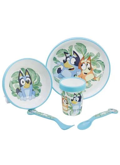 Bluey Non-Slip 5-Piece Bicolor Premium Set, Ideal for Kids' Mealtimes