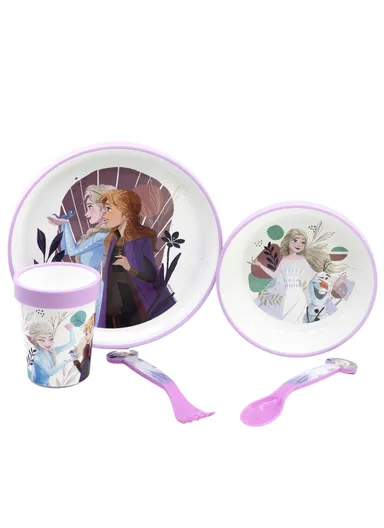 Frozen Trust the Journey Non-Slip 5-Piece Bicolor Premium Set, Perfect for Kids' Mealtimes