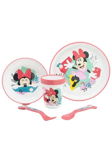 Minnie Mouse Being More Minnie Non-Slip 5-Piece Bicolor Premium Set, Perfect for Kids' Mealtimes