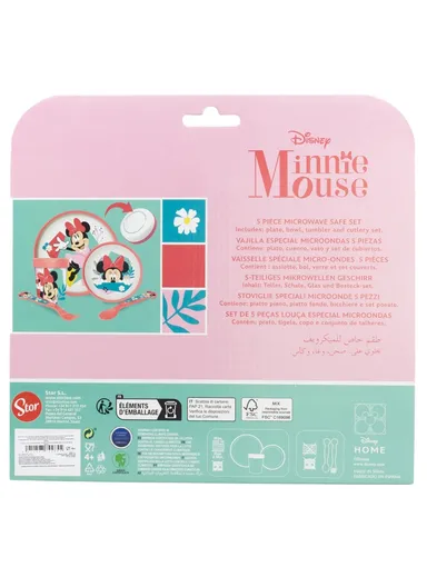Minnie Mouse Being More Minnie Non-Slip 5-Piece Bicolor Premium Set, Perfect for Kids' Mealtimes