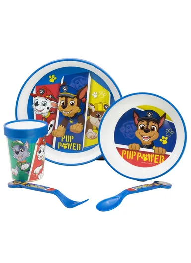 Paw Patrol Pup Power Being More Minnie Non-Slip 5-Piece Bicolor Premium Set, Perfect for Kids' Mealtimes