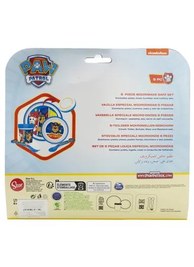 Paw Patrol Pup Power Being More Minnie Non-Slip 5-Piece Bicolor Premium Set, Perfect for Kids' Mealtimes