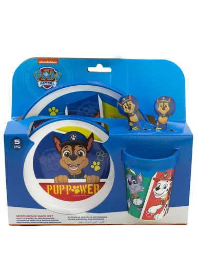 Paw Patrol Pup Power Being More Minnie Non-Slip 5-Piece Bicolor Premium Set, Perfect for Kids' Mealtimes