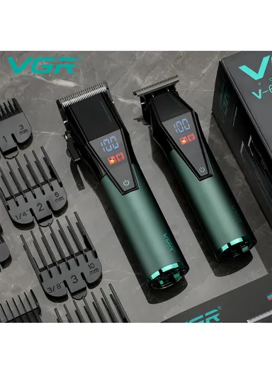 2-in-1 Professional Rechargeable Cordless Clipper &amp; Trimmer Set with LED Display, Trimmer &amp; Clipper with Accessories V-677