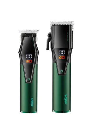 2-in-1 Professional Rechargeable Cordless Clipper &amp; Trimmer Set with LED Display, Trimmer &amp; Clipper with Accessories V-677
