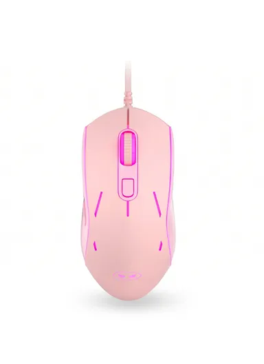 3200 DP 6 Buttons Wired Gaming Mouse with 7-Color Backlit &amp; 6 Adjustable DPI Levels G12 - Pink