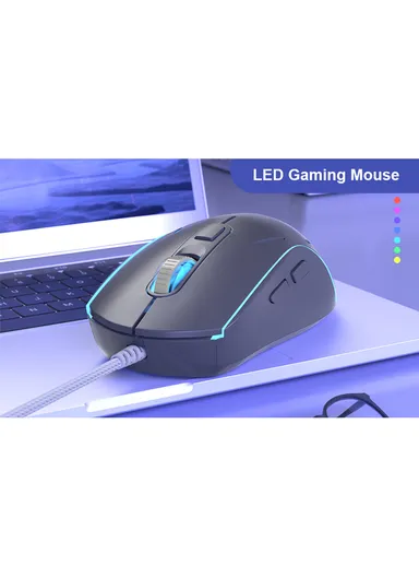 USB Wired Mechanical Keyboard &amp; Mouse Set with 104Keys, Ice Blue Lights &amp; 6 DPI Mouse for Windows &amp; Mac MOON104 