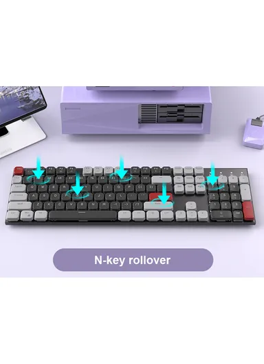 USB Wired Mechanical Keyboard &amp; Mouse Set with 104Keys, Ice Blue Lights &amp; 6 DPI Mouse for Windows &amp; Mac MOON104 