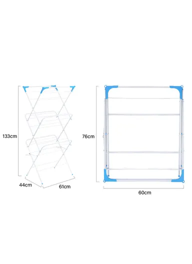 3-Tier Indoor &amp; Outdoor Portable Clothes Drying Rack, Ideal for Versatile Laundry Needs 8033 (W61 x D44 x H133)cm