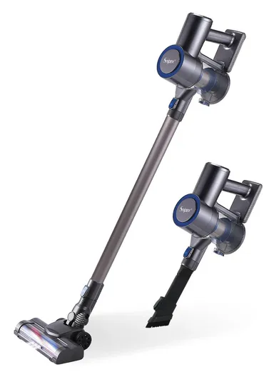 Cordless Handheld Vacuum Cleaner, Floor Cleaner with LED Light Brush, Aluminum Tube, 2 in 1 Flat Brush &amp; Wall Mount Stand SP1020 - Grey