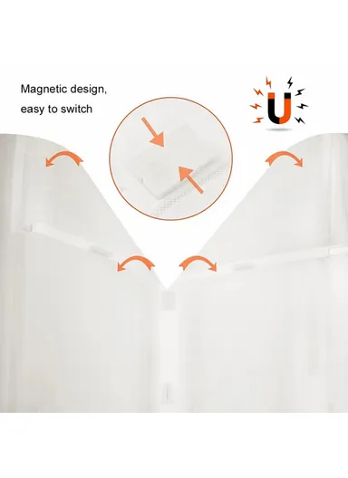 140x240cm Magnetic Screen Door Mesh Summer Mosquito Net Curtain with 9 Pairs Of Magnetic Buckle - Black