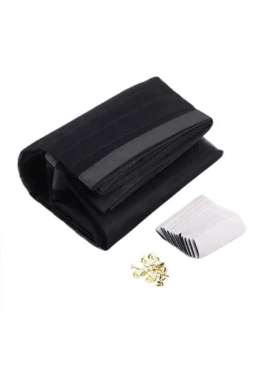 140x240cm Magnetic Screen Door Mesh Summer Mosquito Net Curtain with 9 Pairs Of Magnetic Buckle - Black