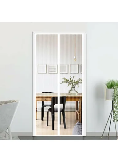140x240cm Magnetic Screen Door Mesh Summer Mosquito Net Curtain with 9 Pairs Of Magnetic Buckle - White