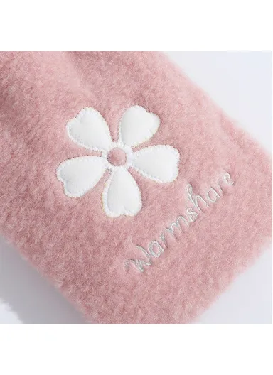 1000ML Refillable Hot Water Bag Winter Hand Feet Warmer with Flower Pattern Fleece Cover - Pink