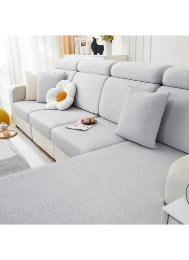 Summer Ice Silk Sofa Headrest Cushion Cover Stretchable Couch Headrest Cushion Slipcover, Size S - Grey