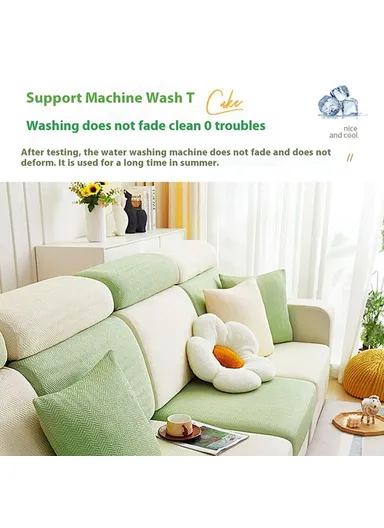 Summer Ice Silk Sofa Headrest Cushion Cover Stretchable Couch Headrest Cushion Slipcover, Size S - Blue