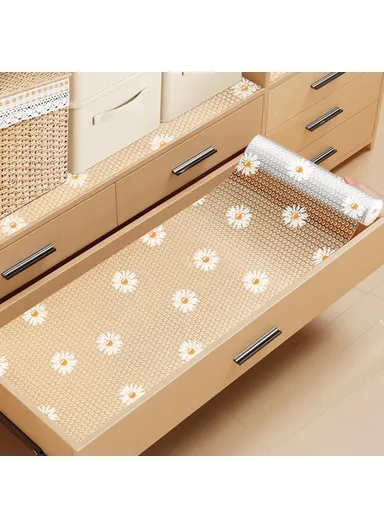 EVA Thicken Drawer Mat Cabinet Waterproof Non-Slip Dot Texture Daisy Pattern Drawer Pad (L30 x W100)cm
