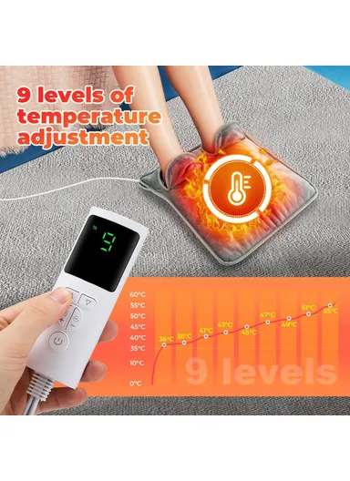 9 Gears Winter Electric Feet Warmer Adjustable Foot Warming Mat Heating Pad with Timer - EU Plug
