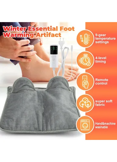 9 Gears Winter Electric Feet Warmer Adjustable Foot Warming Mat Heating Pad with Timer - EU Plug