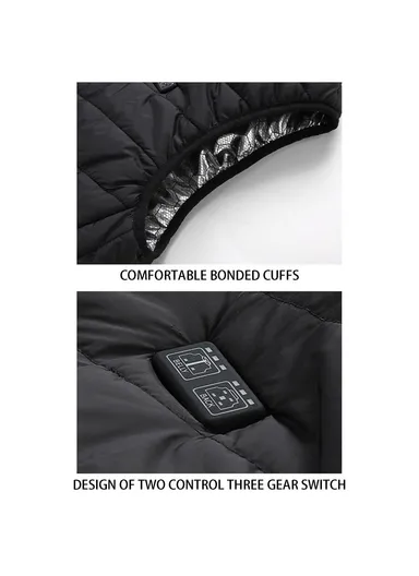 Electric Heating Vest 11-Zone Heat USB Heated Vest Coat 3 Temperature Control Waterproof Outdoor Ski Heating Jacket for Autumn Winter - Black / 6XL