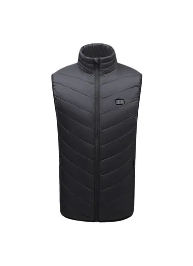 15 Zone Electric Thermal Jacket Winter Stand Collar Men Heated Vest for Outdoor Sports, Double Mode (Without Power Bank) - Black / 6XL