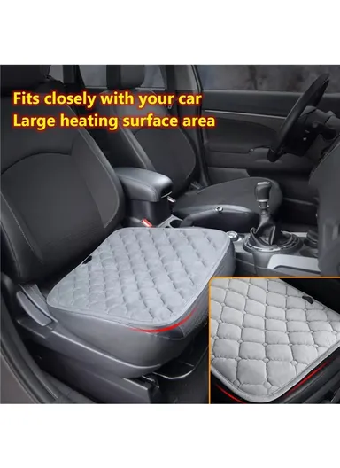 12V USB Mechanical Switch Electric Heating Car Seat Cushion Warm Winter Seat Heater Mat (L45 x W45)cm - Grey
