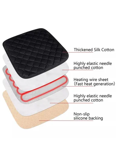 12V USB Mechanical Switch Electric Heating Car Seat Cushion Warm Winter Seat Heater Mat (L45 x W45)cm - Wine Red