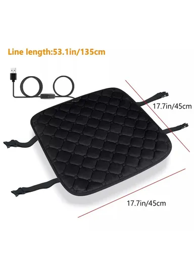 12V USB Mechanical Switch Electric Heating Car Seat Cushion Warm Winter Seat Heater Mat (L45 x W45)cm - Wine Red