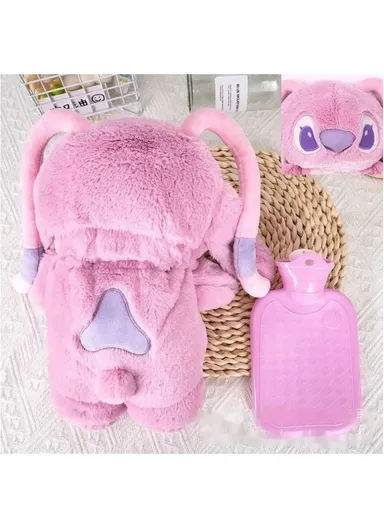 500ml Cartoon Plush Toy Hand Warmer Winter Water-Filled Hot Water Bottle - Pink