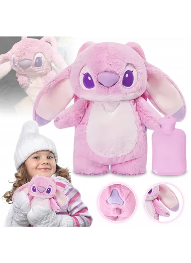 500ml Cartoon Plush Toy Hand Warmer Winter Water-Filled Hot Water Bottle - Pink
