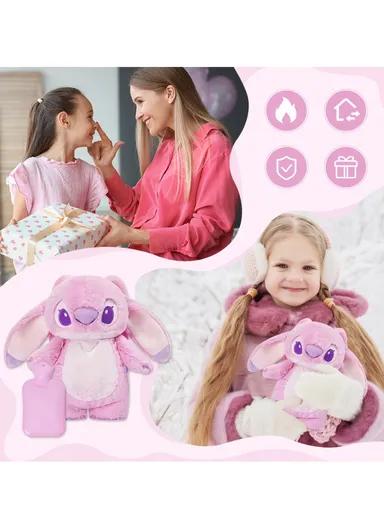 500ml Cartoon Plush Toy Hand Warmer Winter Water-Filled Hot Water Bottle - Pink