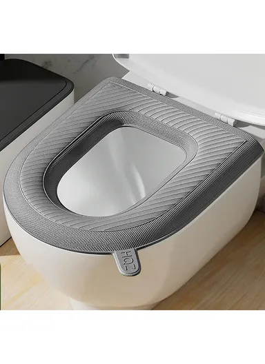 Universal Waterproof EVA Bathroom Toilet Mat Washable Toilet Seat Cover with Handle - Grey
