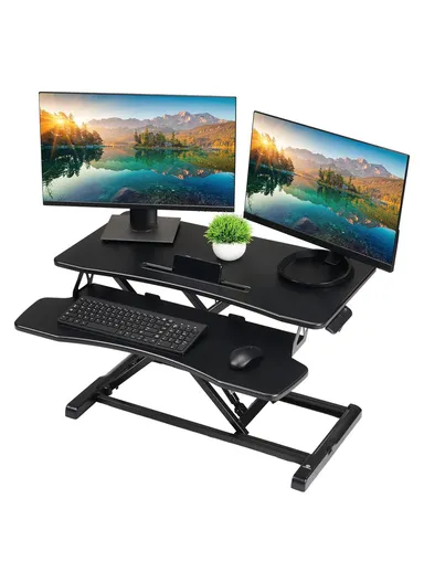 Adjustable Sit-Stand Desk Converter Ergonomic, Space-Saving Standing Desk for Laptop/Monitors, Easy Height Adjustment (L90 x W40 x H50)cm