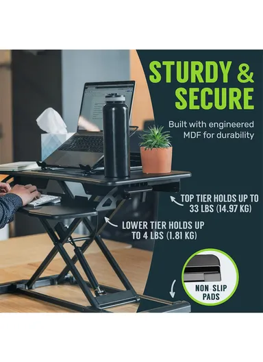 Adjustable Sit-Stand Desk Converter Ergonomic, Space-Saving Standing Desk for Laptop/Monitors, Easy Height Adjustment (L90 x W40 x H50)cm