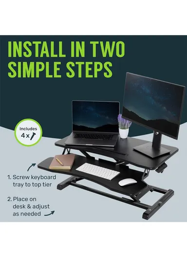 Adjustable Sit-Stand Desk Converter Ergonomic, Space-Saving Standing Desk for Laptop/Monitors, Easy Height Adjustment (L90 x W40 x H50)cm