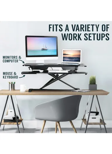 Adjustable Sit-Stand Desk Converter Ergonomic, Space-Saving Standing Desk for Laptop/Monitors, Easy Height Adjustment (L90 x W40 x H50)cm