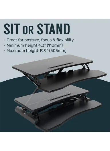 Adjustable Sit-Stand Desk Converter Ergonomic, Space-Saving Standing Desk for Laptop/Monitors, Easy Height Adjustment (L90 x W40 x H50)cm