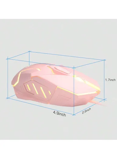 3200 DPI 7 Buttons Wired Gaming Mouse with 7-Color Backlit &amp; 6 Adjustable DPI Levels for Windows G10 - Pink