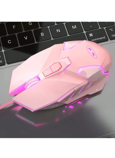 3200 DPI 7 Buttons Wired Gaming Mouse with 7-Color Backlit &amp; 6 Adjustable DPI Levels for Windows G10 - Pink