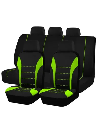 9Pcs/Set Universal Full Surround Polyester Car Seat Cover Interior Decoration Integrated Seat Cover Seat Protector for Cars &amp; SUVs - Green