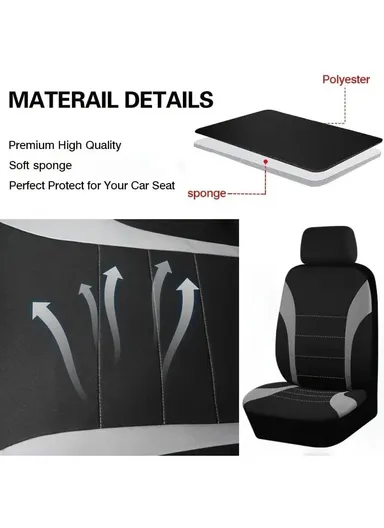 9Pcs/Set Universal Full Surround Polyester Car Seat Cover Interior Decoration Integrated Seat Cover Seat Protector for Cars &amp; SUVs - Pink