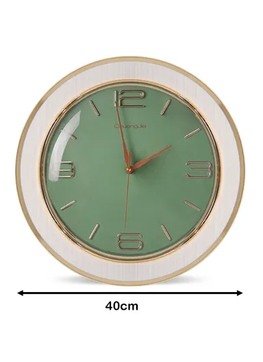 40cm Fashion &amp; Decorative Silent Round Wall Clock Battery Operated For Home, Office - Green