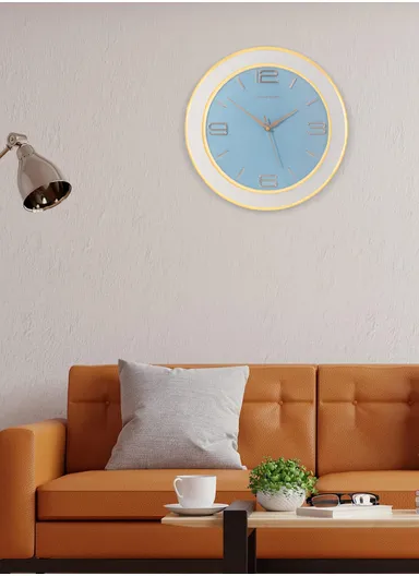 40cm Fashion &amp; Decorative Silent Round Wall Clock Battery Operated For Home, Office - Blue