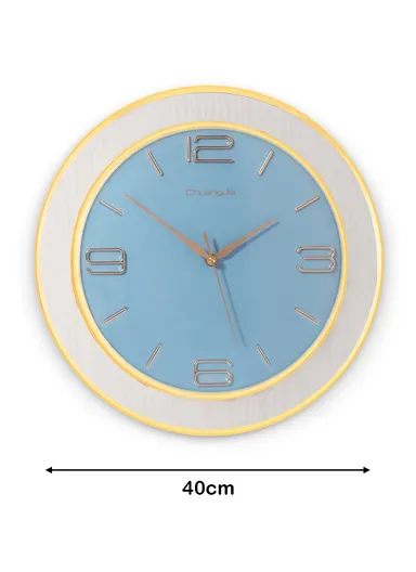 40cm Fashion &amp; Decorative Silent Round Wall Clock Battery Operated For Home, Office - Blue